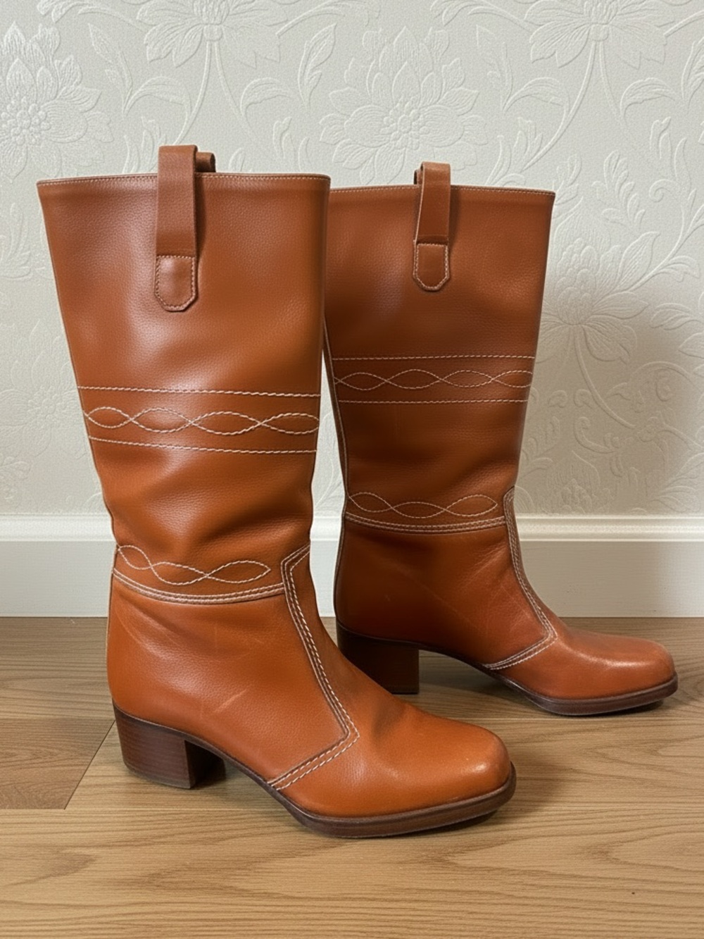 Vintage Genuine Italian Leather Boots Brown size 37